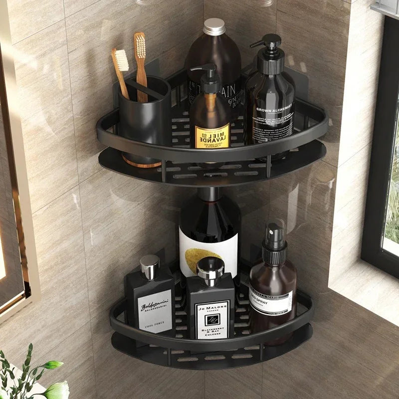 Corner Premium Aluminum Bathroom Shelf – Rustproof Wall Mount Organizer