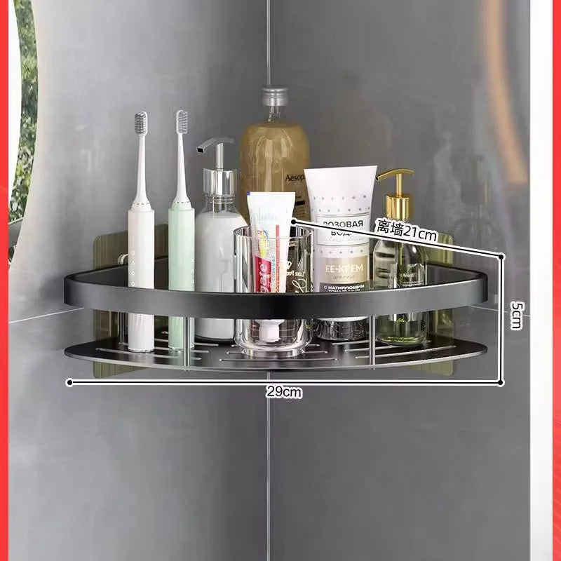 Premium Flat Aluminum No-Drill Bathroom Shelf